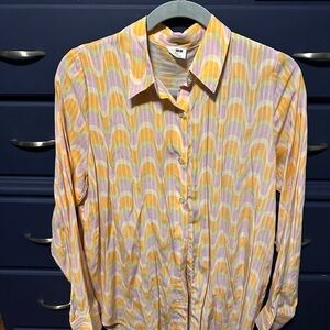 Cotton On Women's Button-Down Shirt in Pink and Yellow